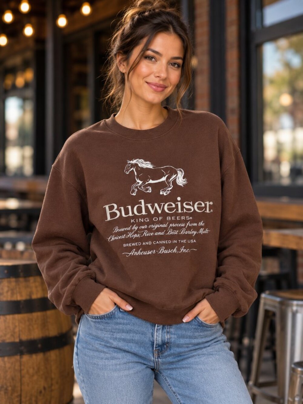 Budweiser PacSun Brown Crewneck Sweatshirt King of Beers Size M